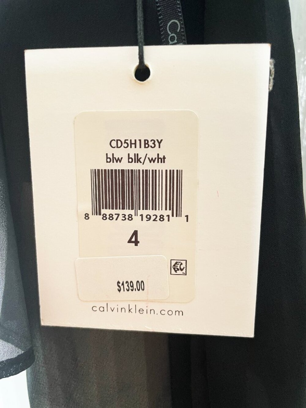 Calvin Klein Colorblock Black & White Pleated Popover Midi Dress Size 4 NWT - Picture 4 of 10